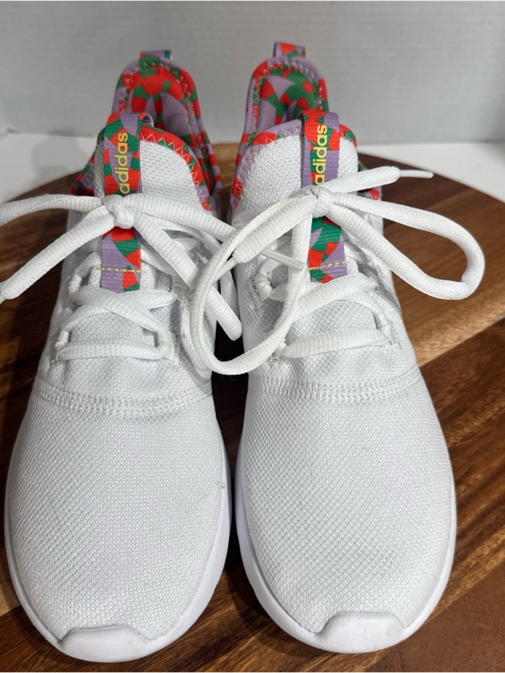 Adidas Cloudfoam Pure Running Shoe Womens Size 8 US White Purple Orange Green - Picture 3 of 10